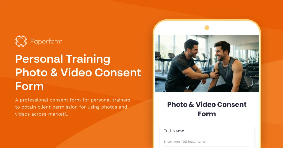 Personal Training Photo & Video Consent Form