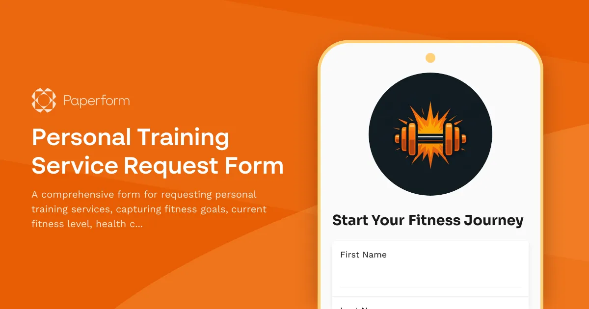 Personal Training Service Request Form