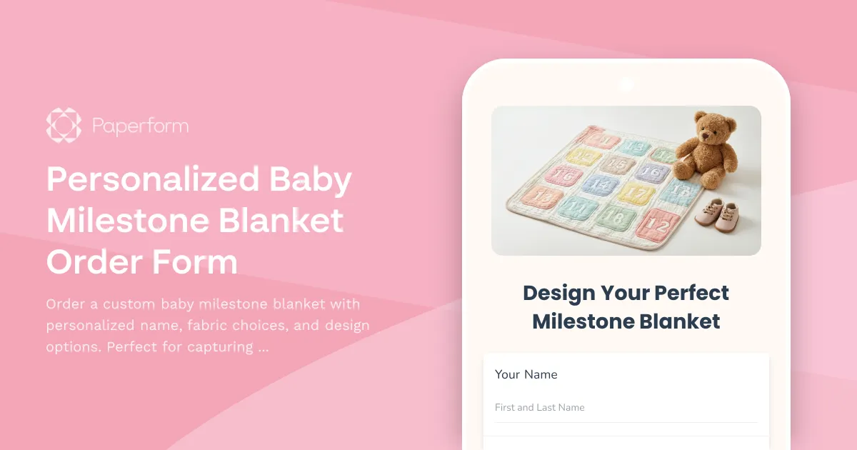 Personalized Baby Milestone Blanket Order Form