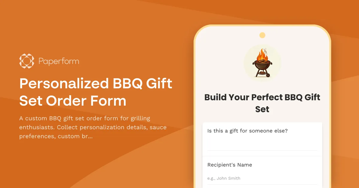 Personalized BBQ Gift Set Order Form