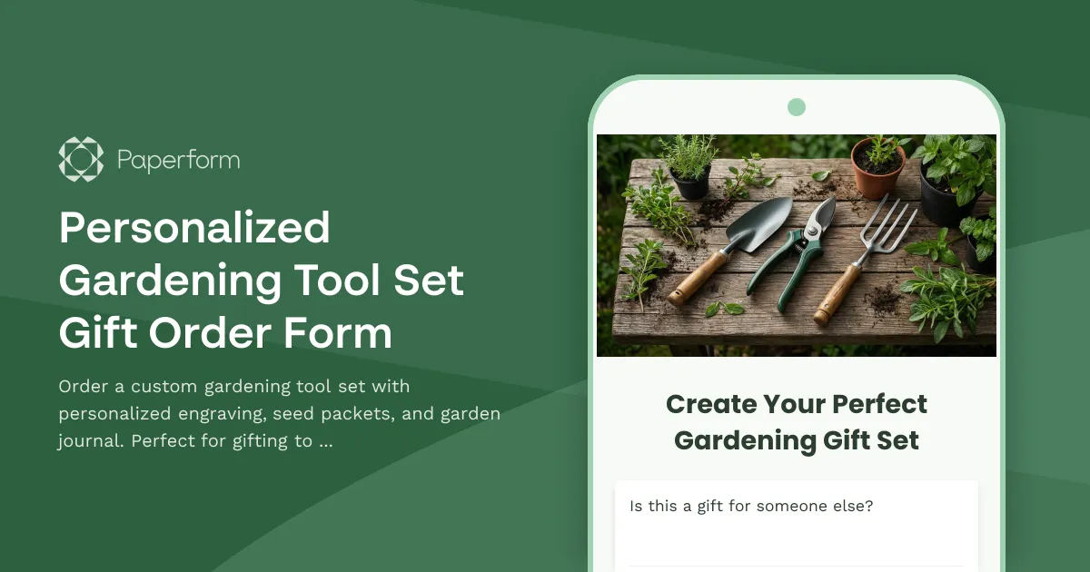 Personalized Gardening Tool Set Gift Order Form