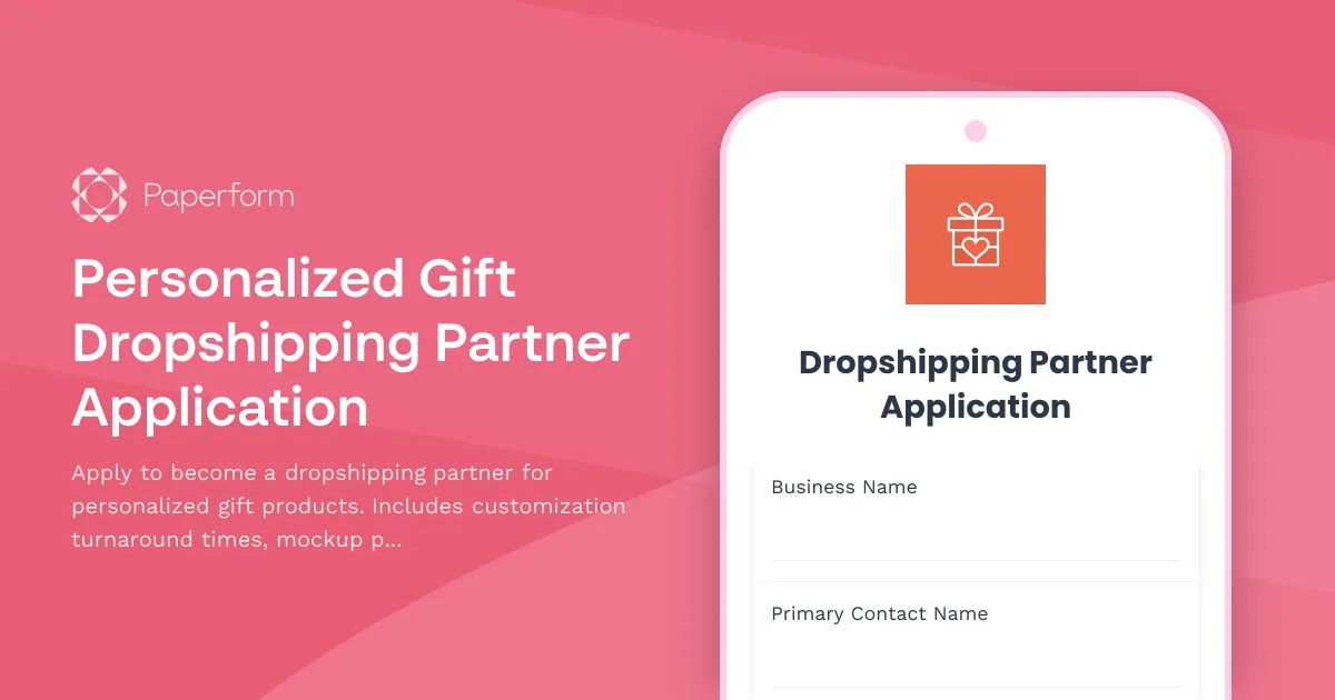 Personalized Gift Dropshipping Partner Application