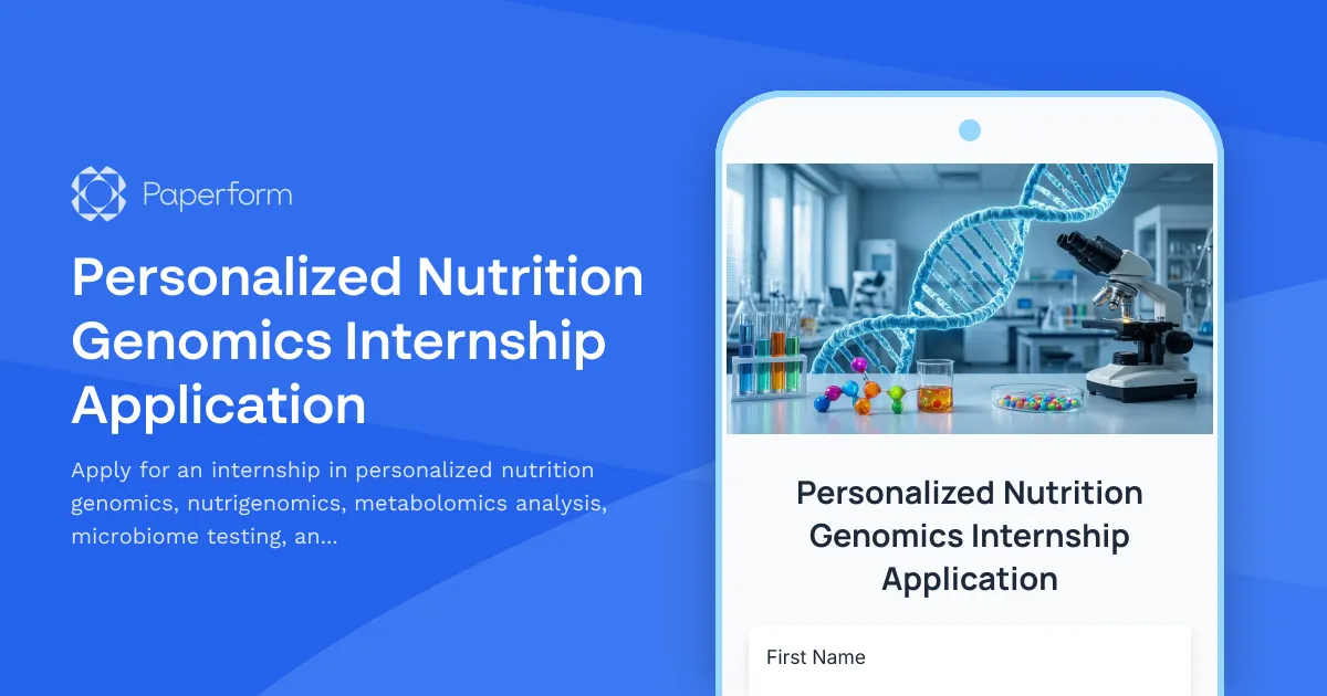 Personalized Nutrition Genomics Internship Application
