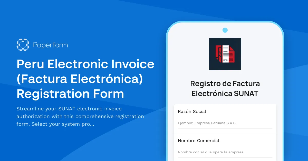 Peru Electronic Invoice (Factura Electrónica) Registration Form