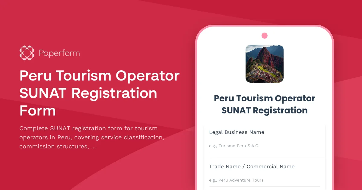 Peru Tourism Operator SUNAT Registration Form