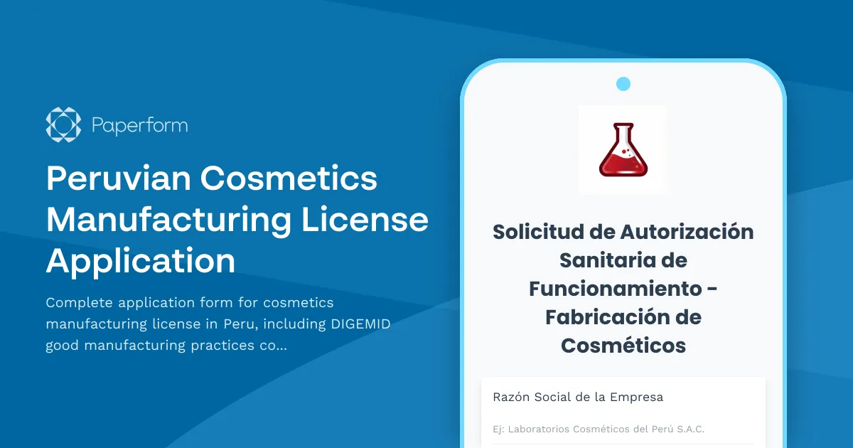 Peruvian Cosmetics Manufacturing License Application