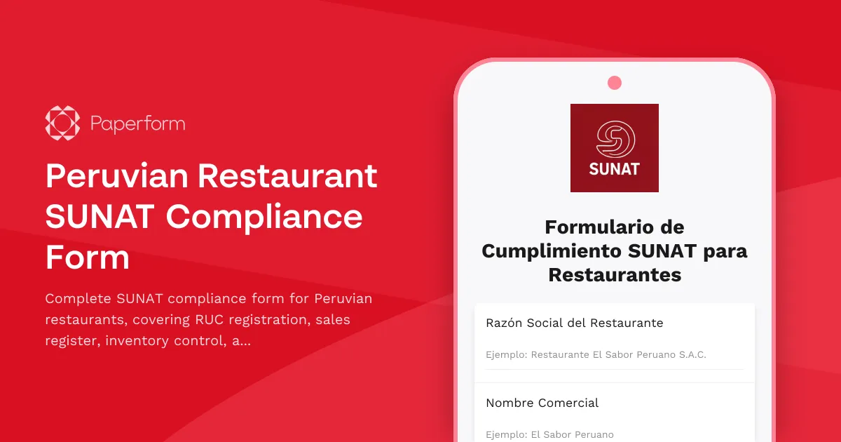 Peruvian Restaurant SUNAT Compliance Form