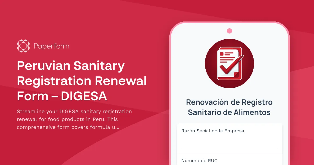 Peruvian Sanitary Registration Renewal Form – DIGESA