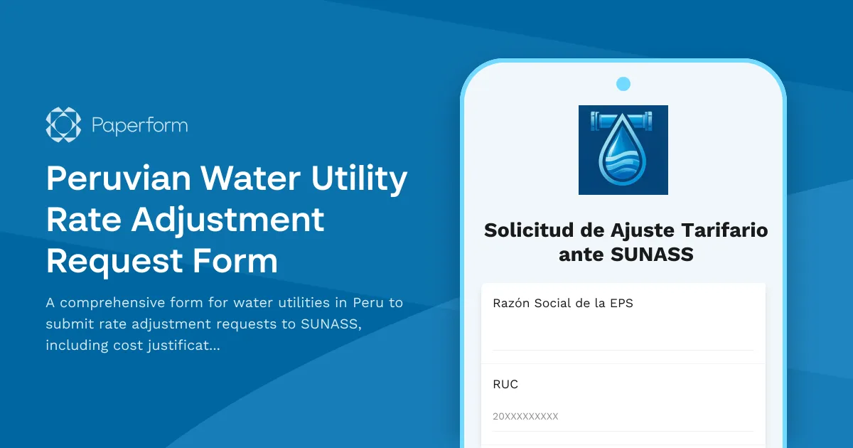 Peruvian Water Utility Rate Adjustment Request Form