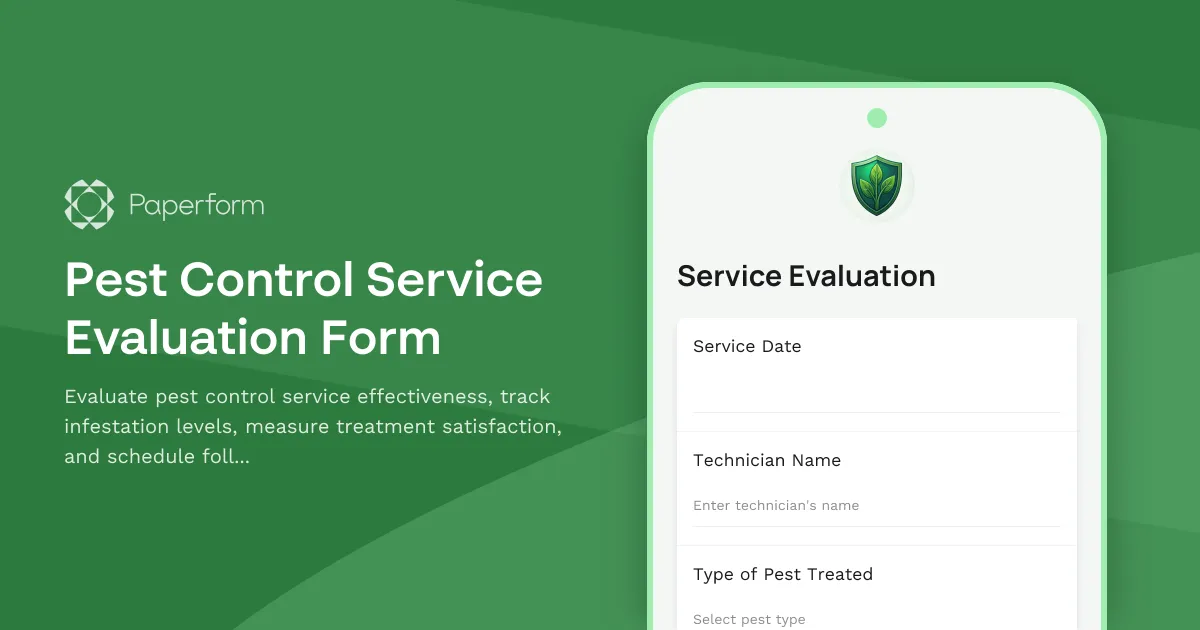 Pest Control Service Evaluation Form