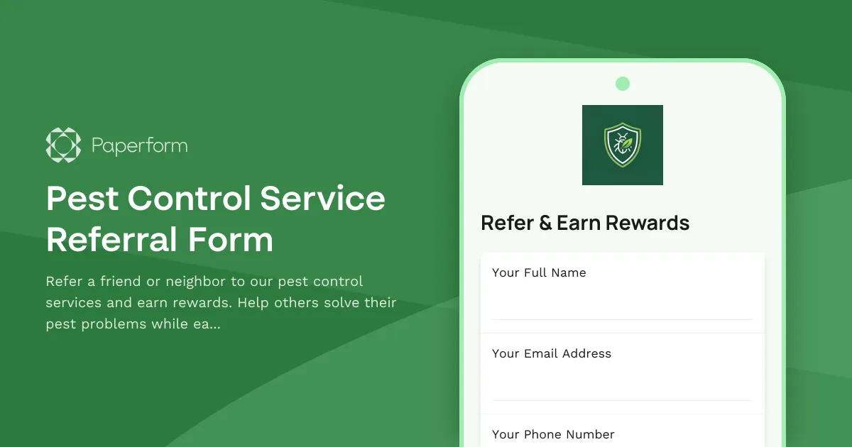 Pest Control Service Referral Form