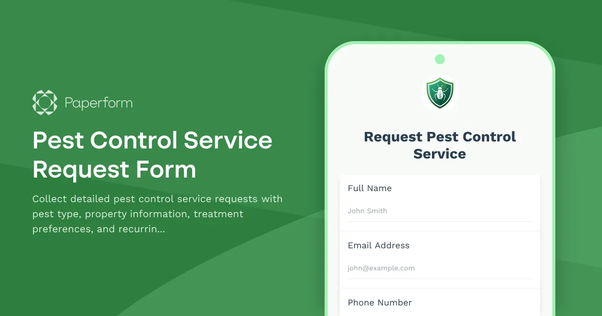Pest Control Service Request Form