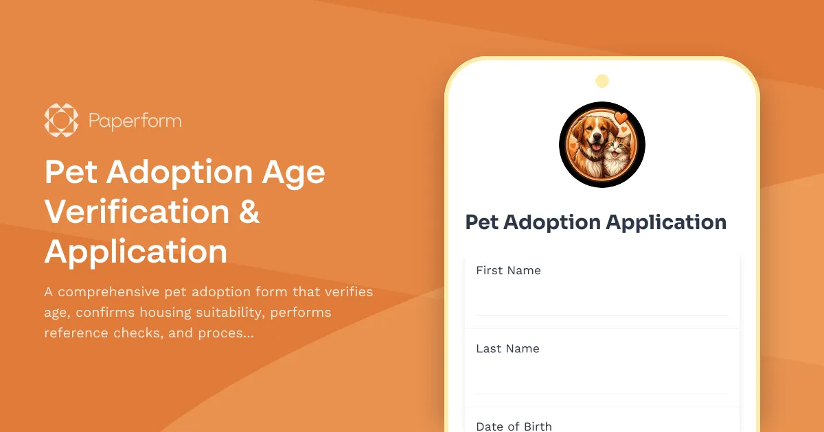 Pet Adoption Age Verification & Application