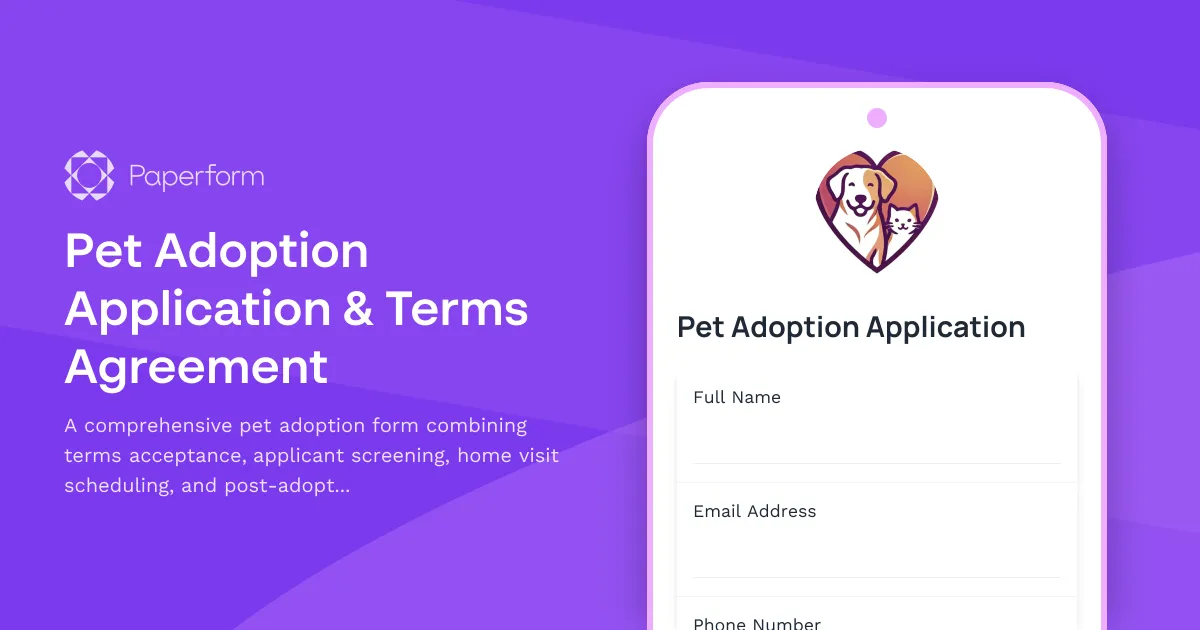 Pet Adoption Application & Terms Agreement