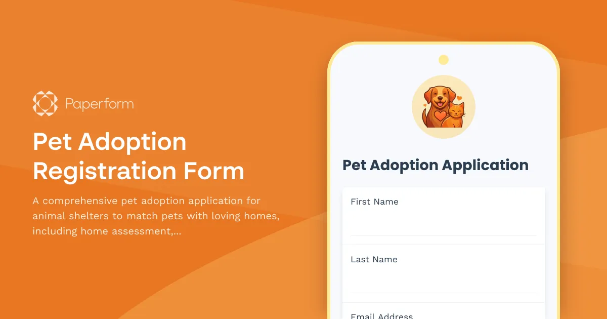 Pet Adoption Registration Form