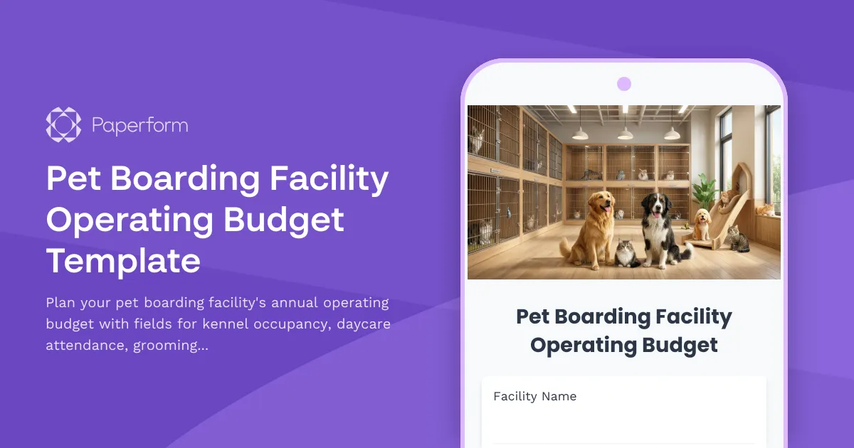 Pet Boarding Facility Operating Budget Template