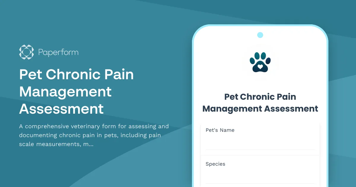 Pet Chronic Pain Management Assessment