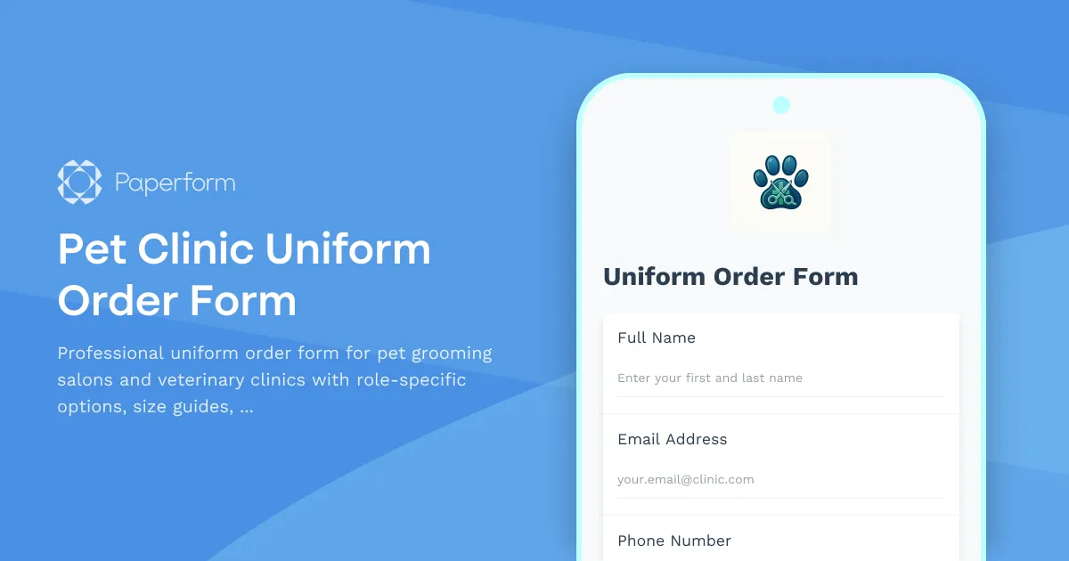 Pet Clinic Uniform Order Form