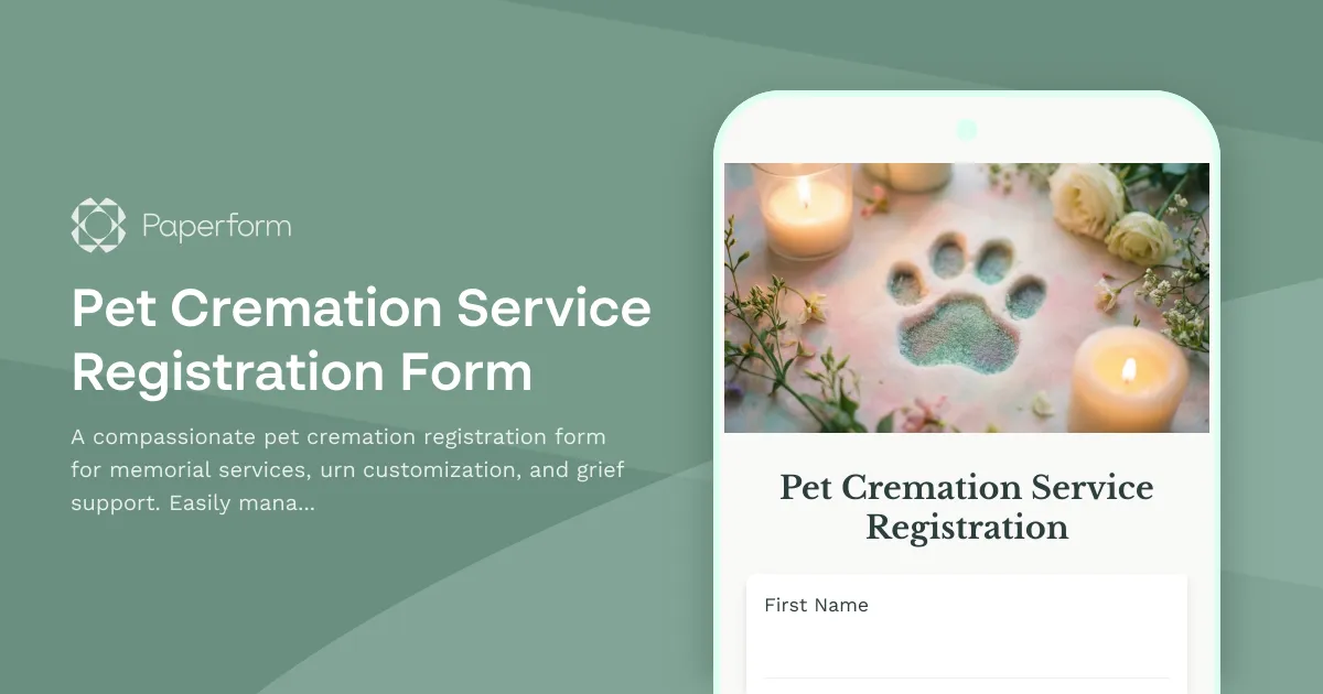 Pet Cremation Service Registration Form