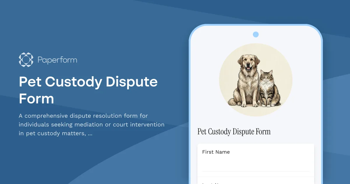 Pet Custody Dispute Form