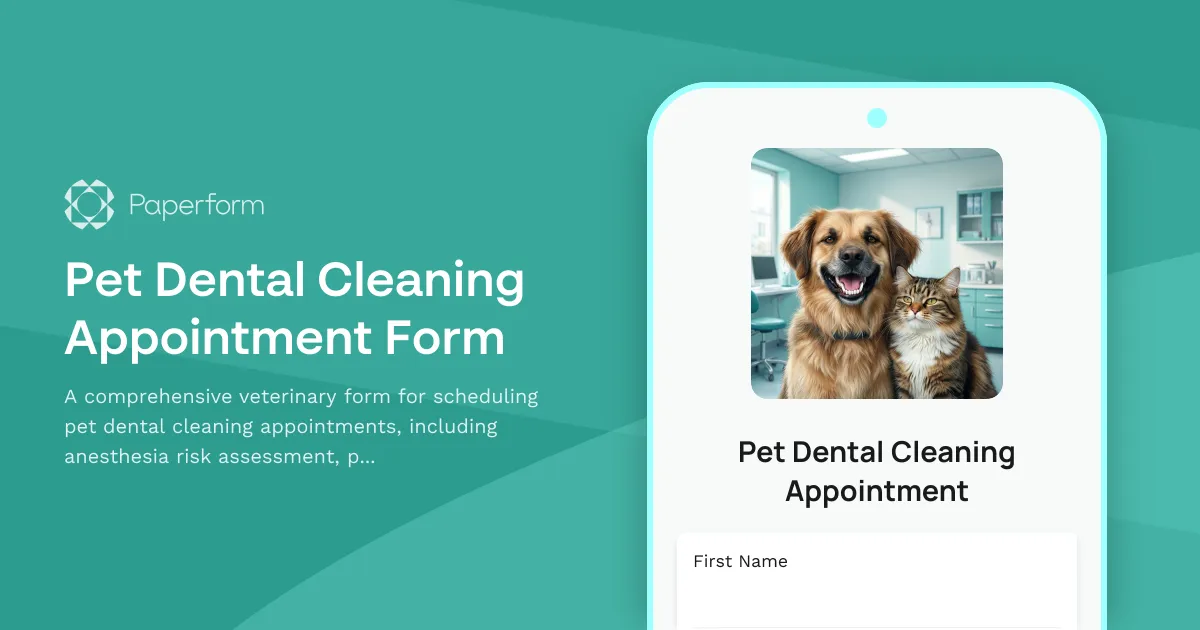 Pet Dental Cleaning Appointment Form