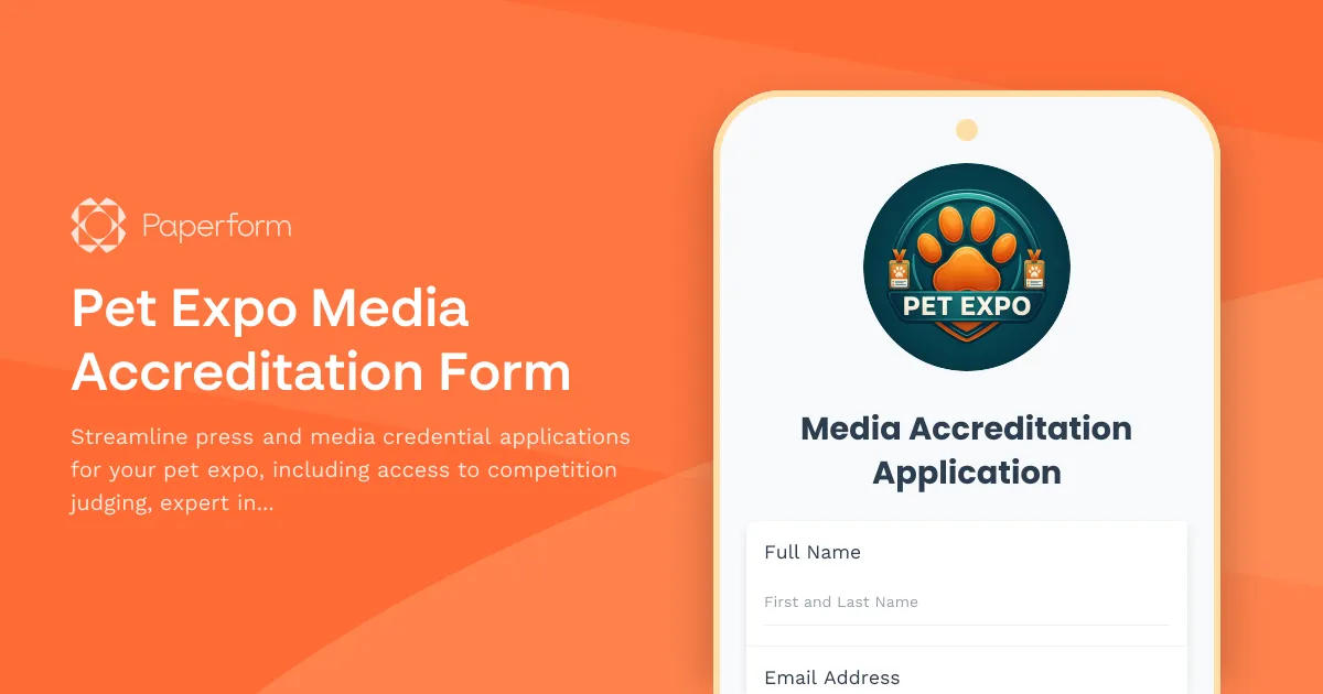 Pet Expo Media Accreditation Form