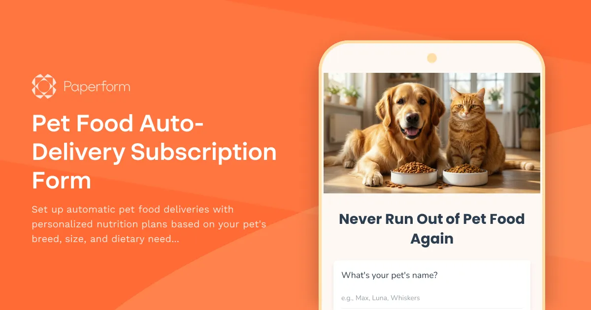 Pet Food Auto-Delivery Subscription Form