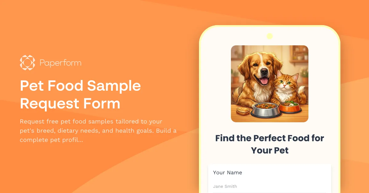 Pet Food Sample Request Form