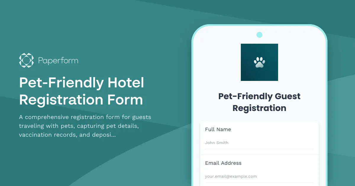 Pet-Friendly Hotel Registration Form
