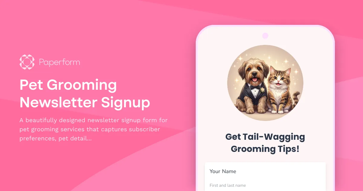 Pet Grooming Newsletter Signup