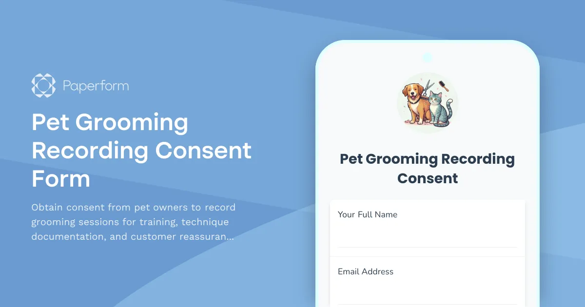 Pet Grooming Recording Consent Form