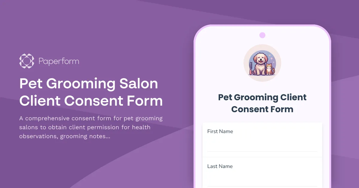Pet Grooming Salon Client Consent Form
