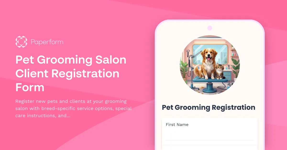 Pet Grooming Salon Client Registration Form