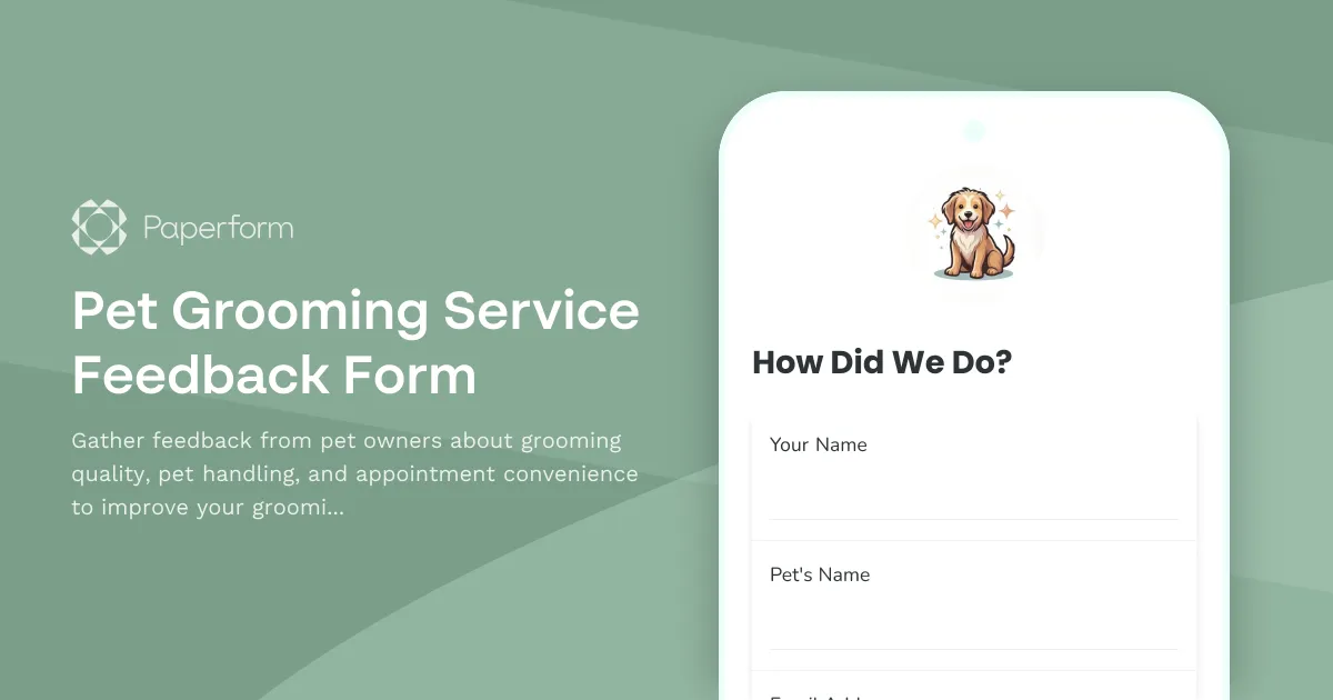 Pet Grooming Service Feedback Form
