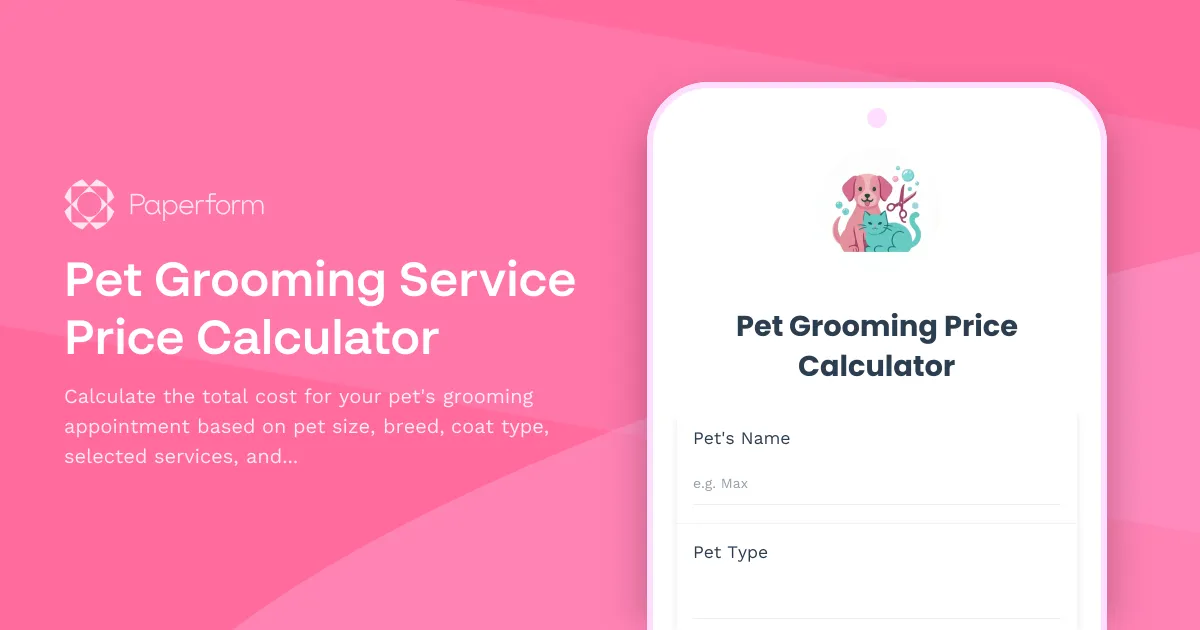 Pet Grooming Service Price Calculator