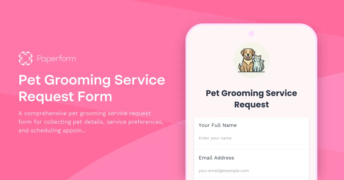Pet Grooming Service Request Form