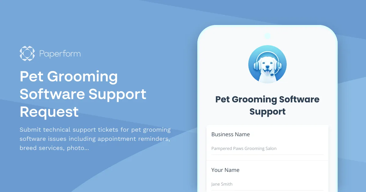 Pet Grooming Software Support Request