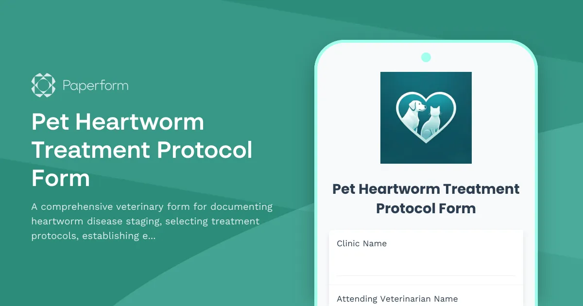 Pet Heartworm Treatment Protocol Form