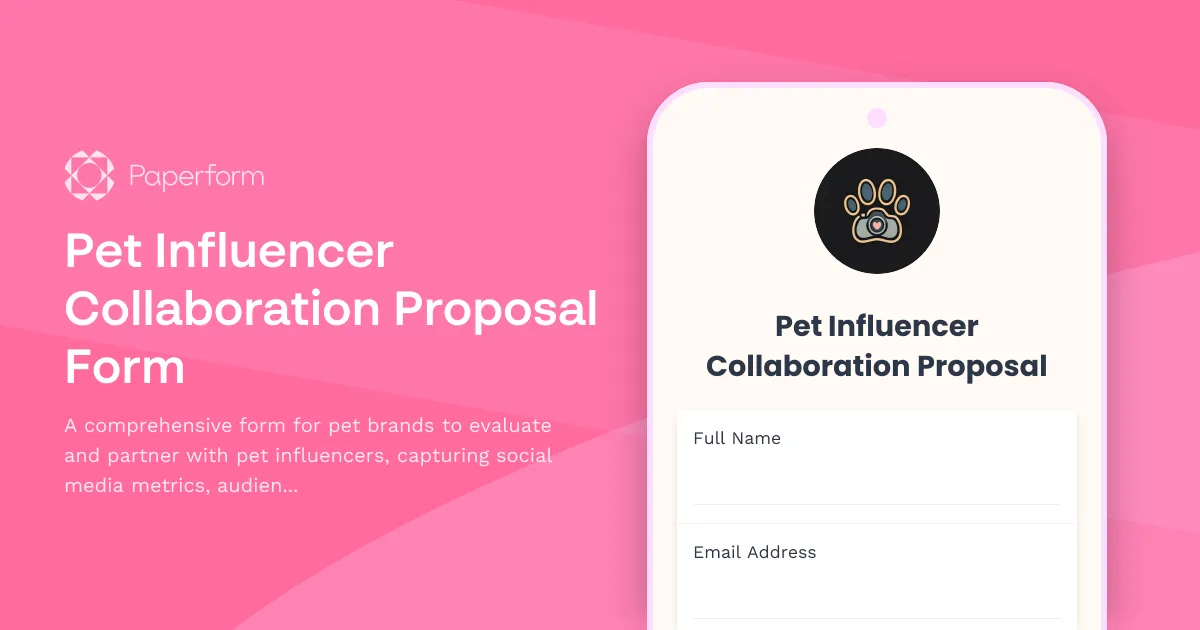 Pet Influencer Collaboration Proposal Form