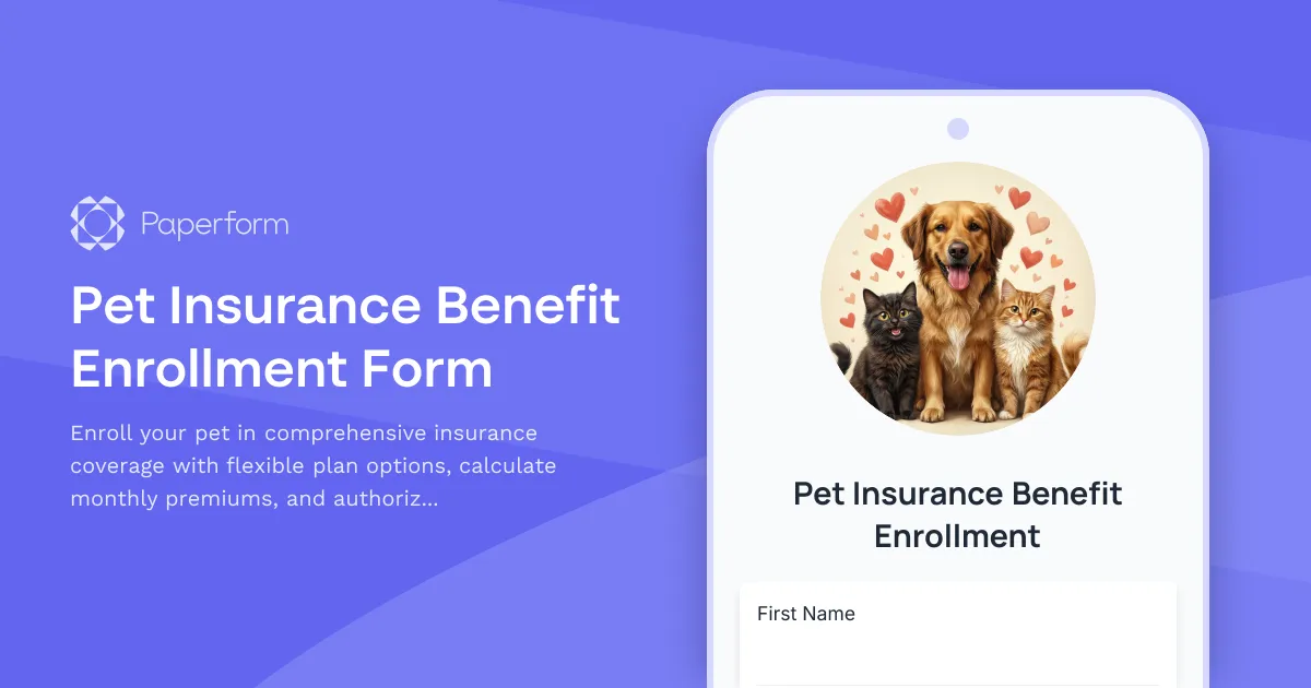 Pet Insurance Benefit Enrollment Form