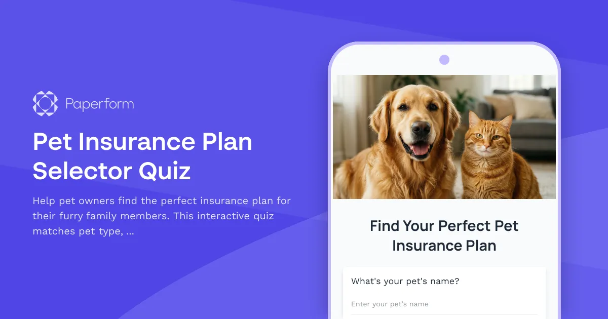 Pet Insurance Plan Selector Quiz
