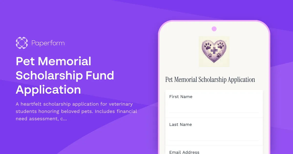 Pet Memorial Scholarship Fund Application