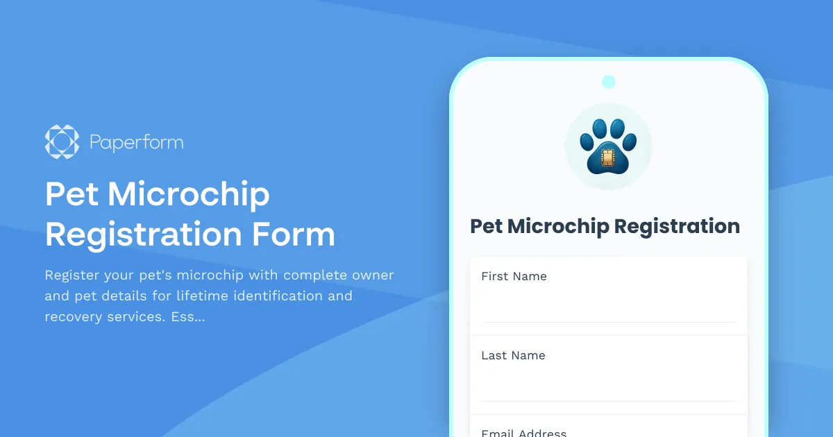 Pet Microchip Registration Form