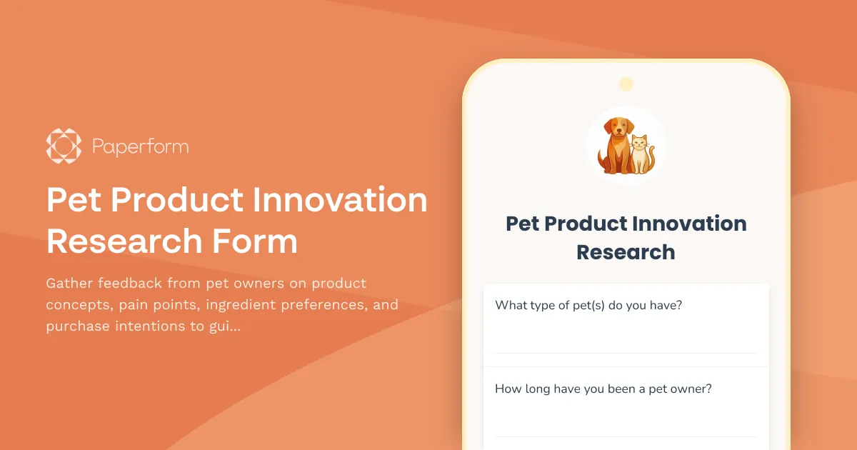 Pet Product Innovation Research Form