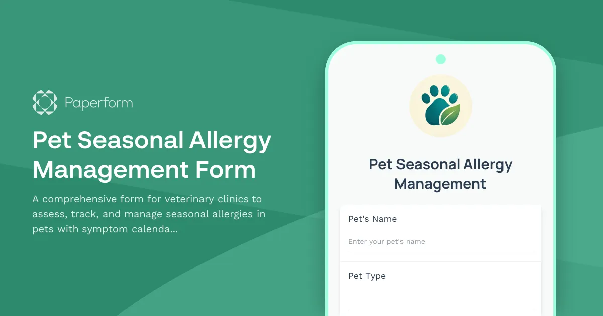 Pet Seasonal Allergy Management Form
