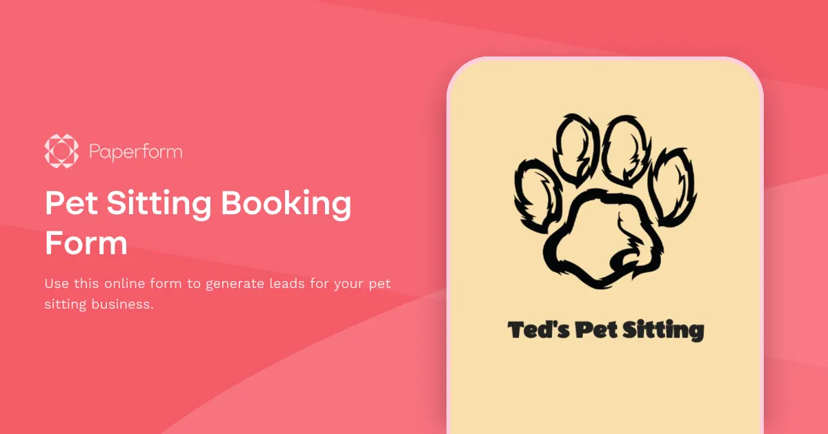 Pet Sitting Booking Form