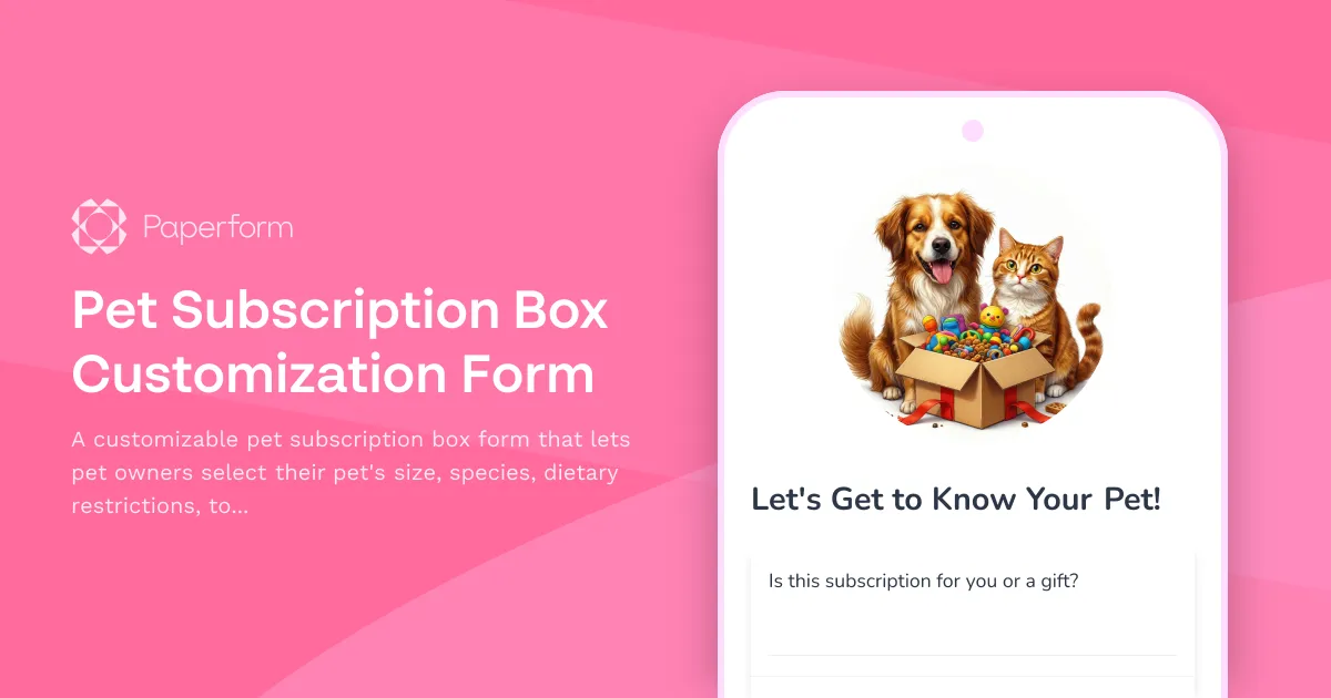 Pet Subscription Box Customization Form