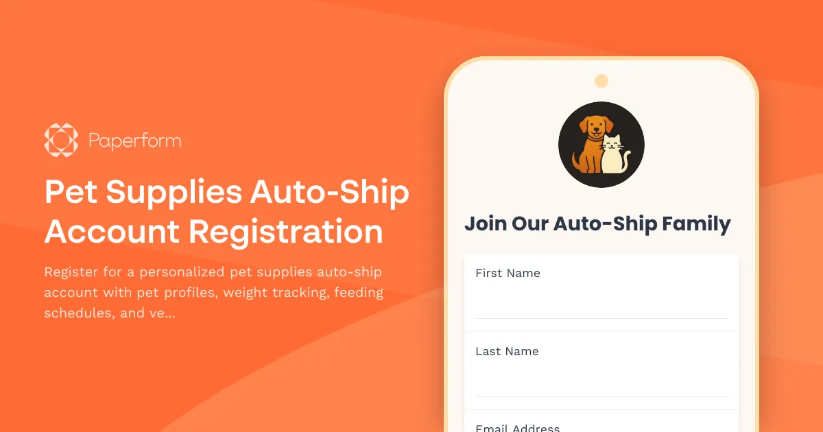 Pet Supplies Auto-Ship Account Registration