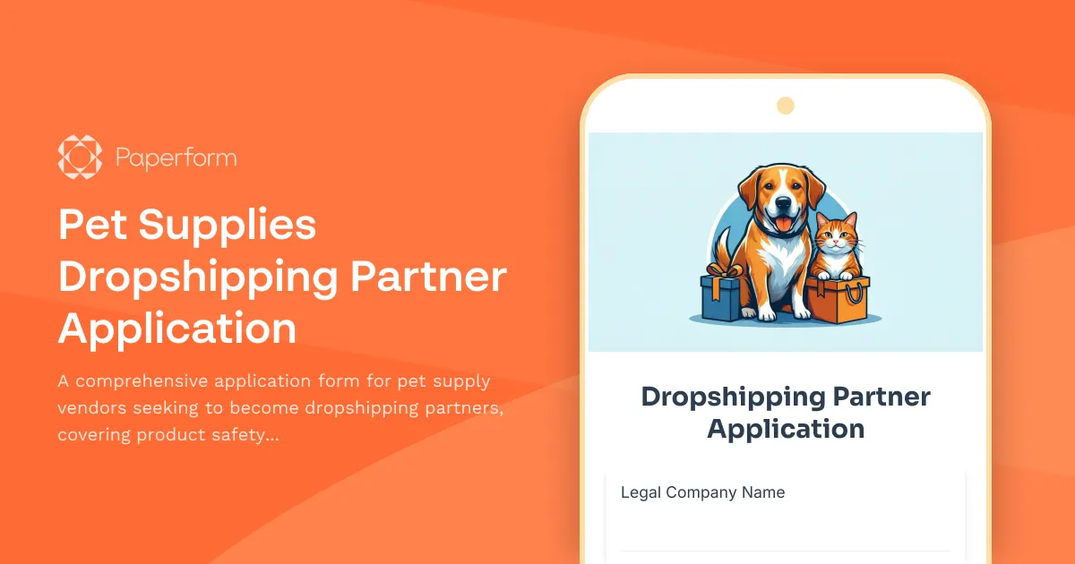 Pet Supplies Dropshipping Partner Application