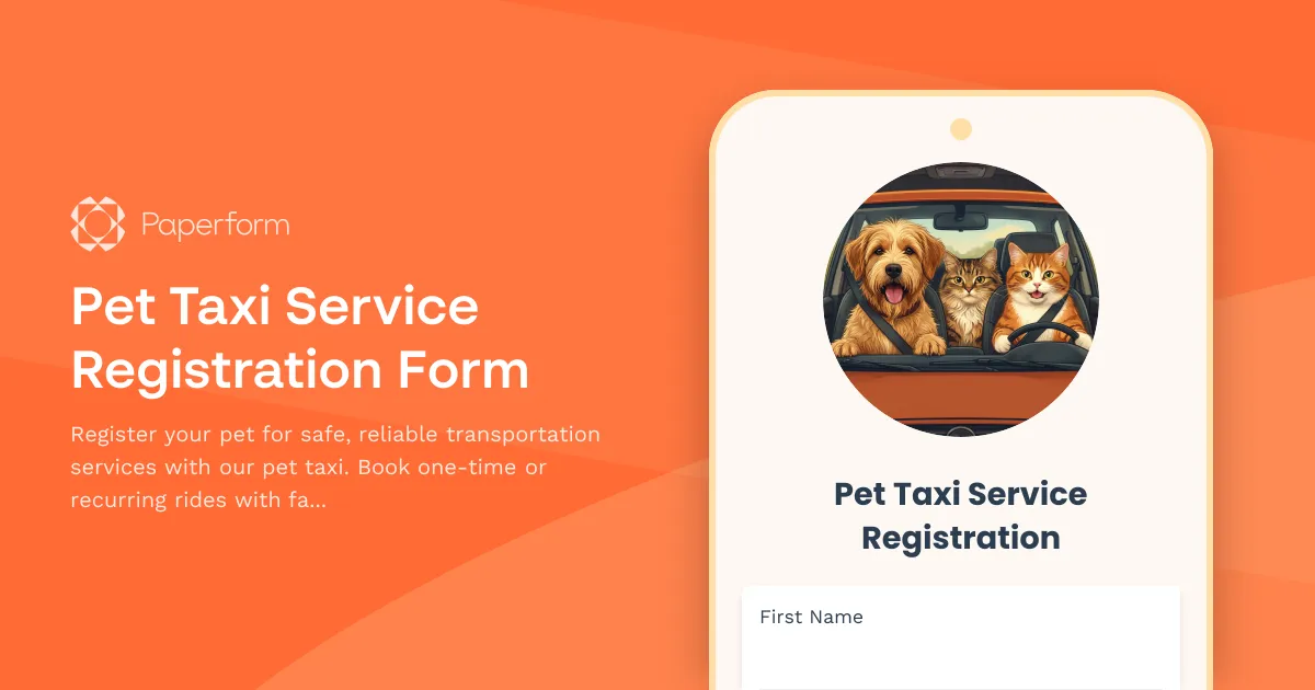 Pet Taxi Service Registration Form